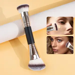 Double-ended Makeup Brush with Soft Bristles, 1 Count Multifunctional Contour Brush, Foundation Brush & Complexion Brush, Facial Makeup Tool for Women