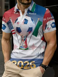 Men's 3D Digital Print Polo Shirt, Usa Flag Pattern, Casual Fitness Style, Business Golf Tennis, Summer Outdoor Wear, Running Training Top, Perfect Gift