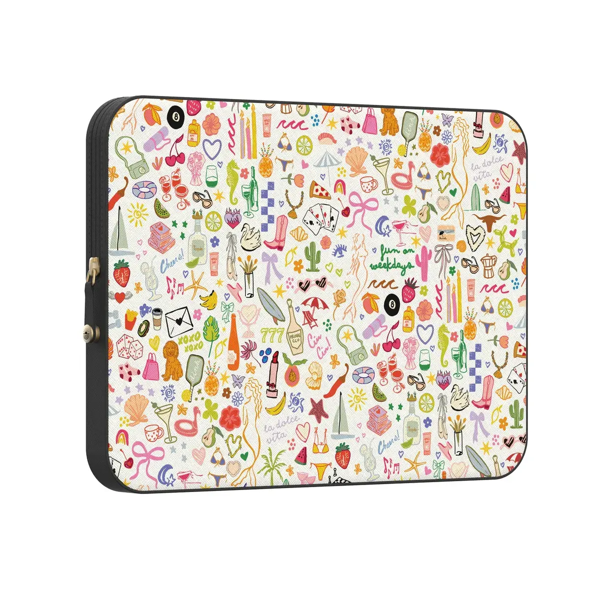 Casely Doodle Bright PU Leather MacBook Laptop Sleeve Case - Bold Icon Design, Weekday Usage Scenario