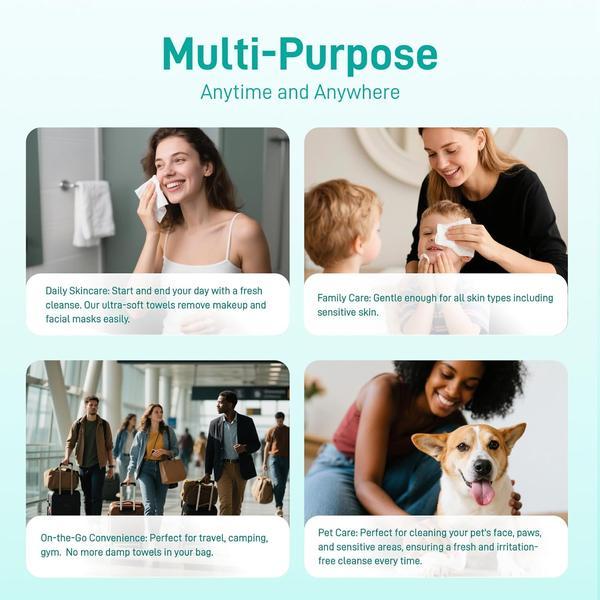 Disposable Face Towels XL 10"x12" – Ultra Soft Makeup Remover Dry Wipes for Sensitive Skin, 50 Count (1 Pack)