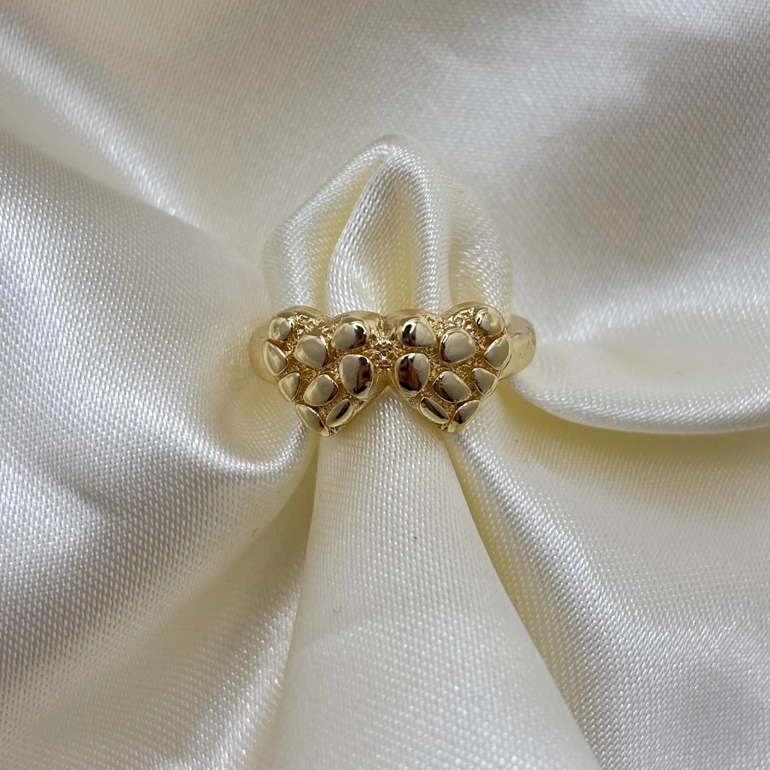 Faith Jewels 14K Gold Plated Double Heart Shaped Nugget Ring for Women Sizes 6-10 Elegant & Versatile Jewelry Accessory Wedding Ring
