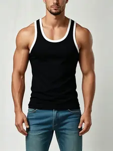 1PC Men's  Tank Top Summer Sports, Casual Elastic Sleeveless T-Shirt, Trendy Tight Fit Gym Training Top, Comfortable Home Workout Wear