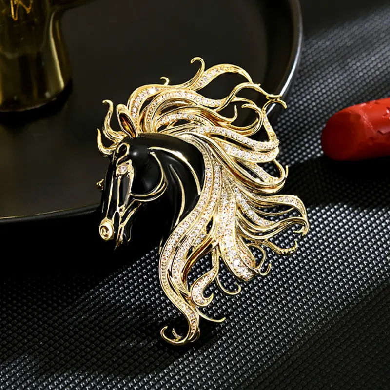Horse Year Brooch, Horse Pin, Animal Accessory, Personalized Zodiac Brooch, New Fashionable Horse Brooch for Men and Women