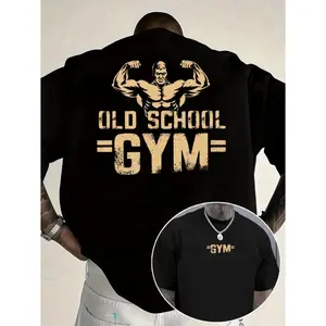 Vintage Men's Gym TShirt Classic Old School Weightlifting Artwork Soft Breathable100 Polyester Retro Workout Tee Summer Fitness Casual Crew Neck Short Sleeve