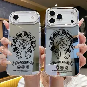 Colorful Chrome Hearts Collage Style Phone Case for iPhone 17 AIR 17 PRO 16 PRO15 PRO MAX 14 PLUS 13 PRO 12 11 PRO XS MAX X XR Plus  Shockproof Protective Cover Full Protection Anti-DropSolid color large-pore