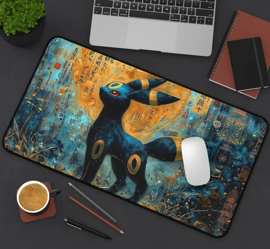 Mystical Umbreon Desk Mat – Anime Gaming Mouse Pad with Lunar Japanese Art Design, Gaming mat