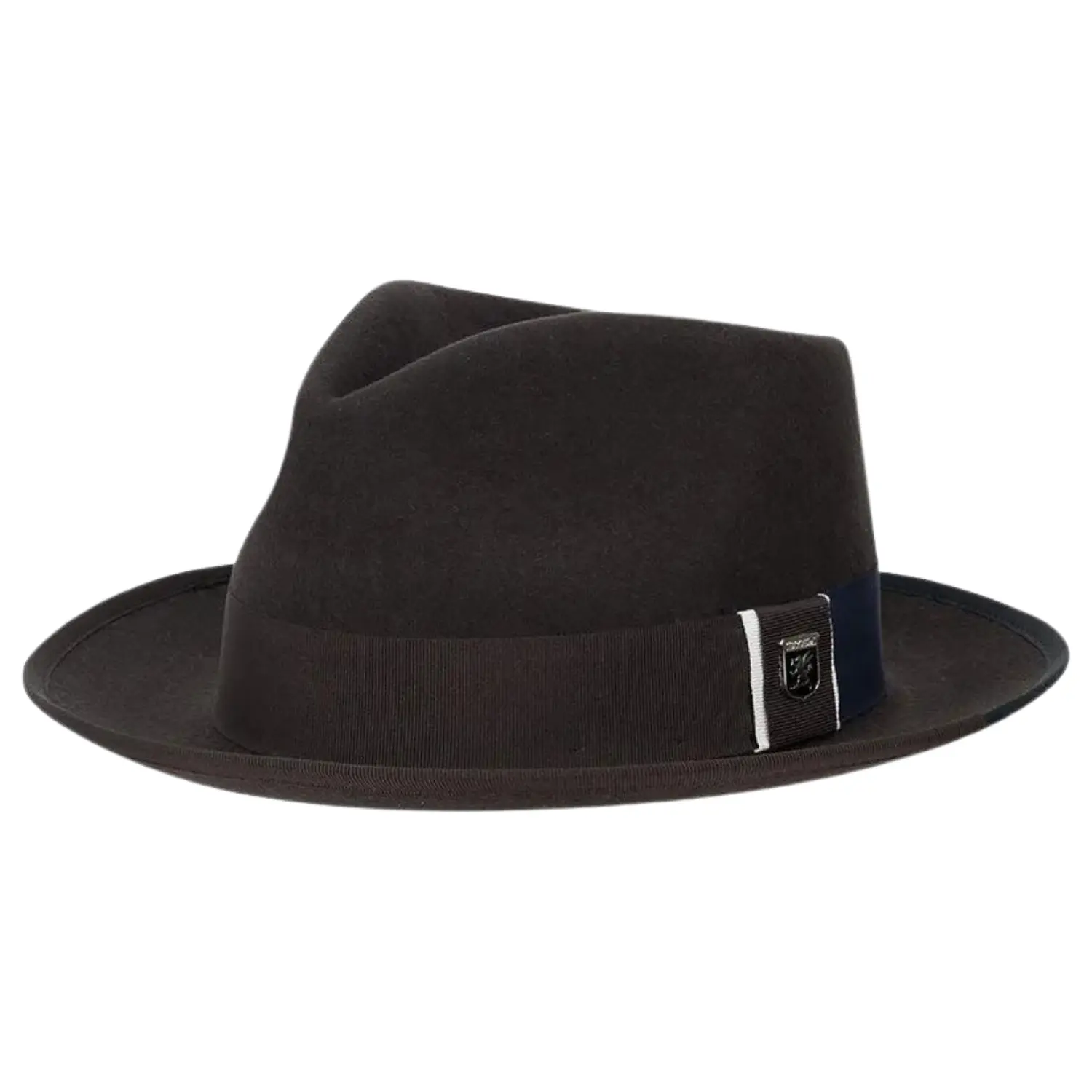 Dark Brown Pinch Front Wool Felt Fedora by Stacy Adams