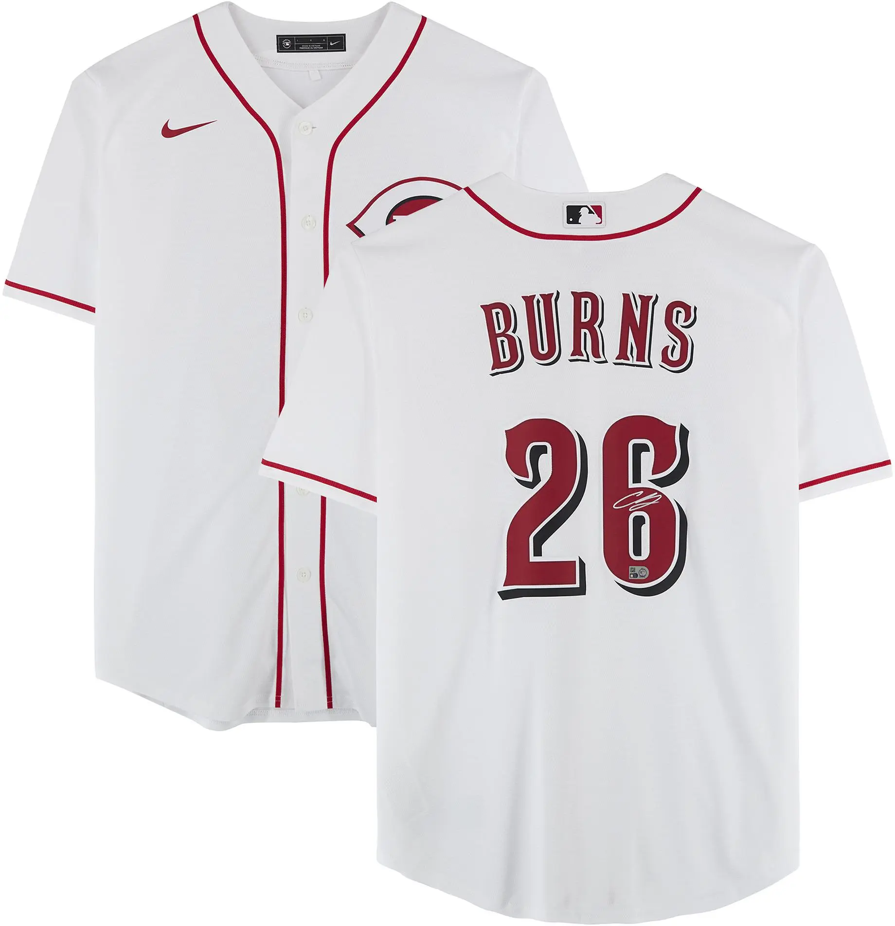 Chase Burns Cincinnati Reds Autographed White Nike Replica Jersey - Fanatics Authentic Certified