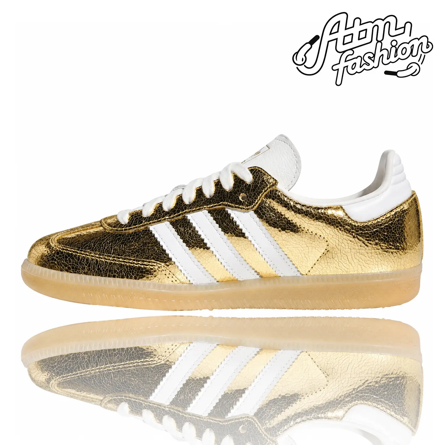 adidas Samba OG Gold Metallic Cracked Leather (Women's) Women's Authentic Shoes Footwear Sneaker Trainer Comfortable Walking Fashion Trending Gift
