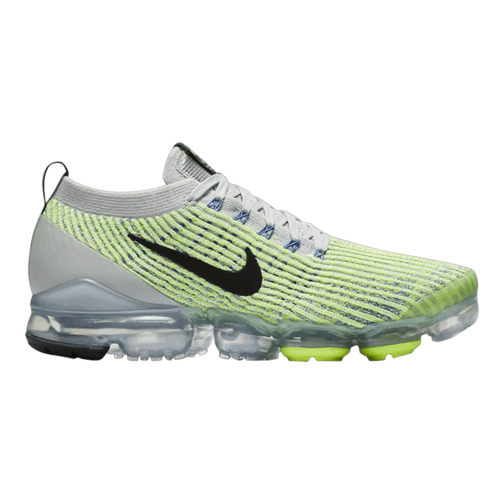 Nike Air Max Vapormax Flyknit 3 Running Sneaker in Light Silver/Black-Volt Glow Canvas | Men's