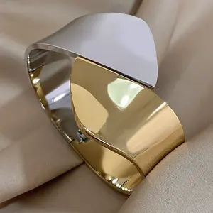 B143- 18K Gold Plated Stainless Steel Chunky Cuff Bangles Bracelet!