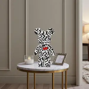 3600pcs Heart Pattern Lucky Bear 3D Puzzle Building Blocks Creative Decoration, Birthday Halloween Valentine Christmas Gift