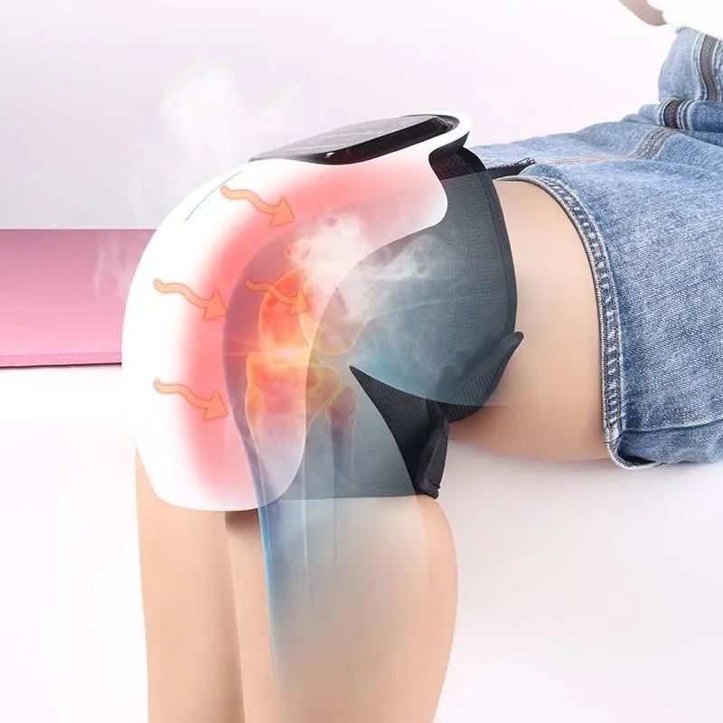 Cordless Rechargeable Thermal Knee Massager - Adjustable Vibratory Massage, Hot Compress, Lightweight Daily Home Care Pad, USB Fast-Charging Personal Care Gift
