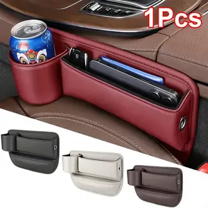 Multi-Functional Car Seat Gap Organizer, Storage Box with Cup Holder, Phone Wallet Key Card Pockets, Car Interior Accessory