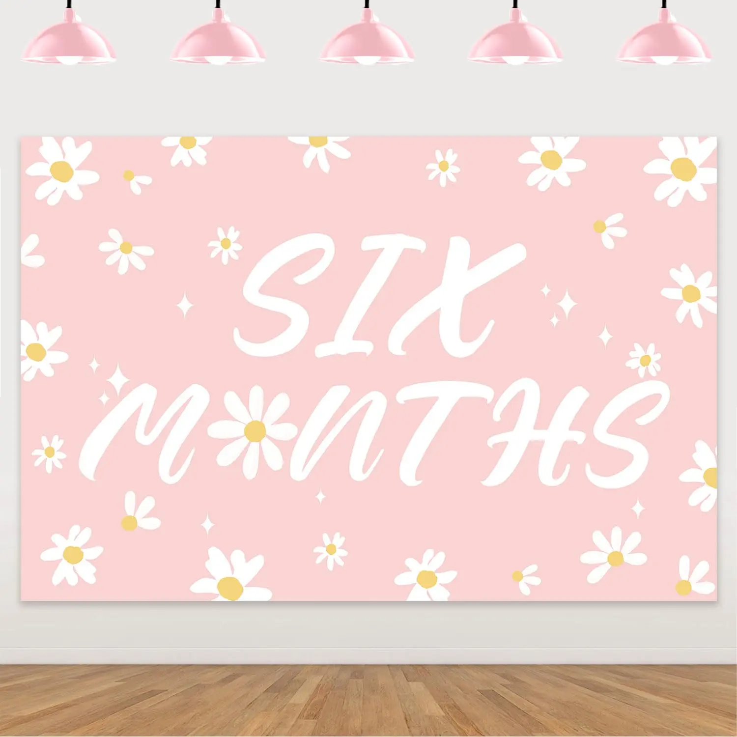1Set Daisy Half Way to One Decoration Daisy Six Months Backdrop Pink Boho Spring Flower Half Year Birthday Photography Background for Kids Floral 12 Birthday Isnt She Lovely Party Supplies 5  3ft
