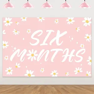1Set Daisy Half Way to One Decoration Daisy Six Months Backdrop Pink Boho Spring Flower Half Year Birthday Photography Background for Kids Floral 12 Birthday Isnt She Lovely Party Supplies 5  3ft