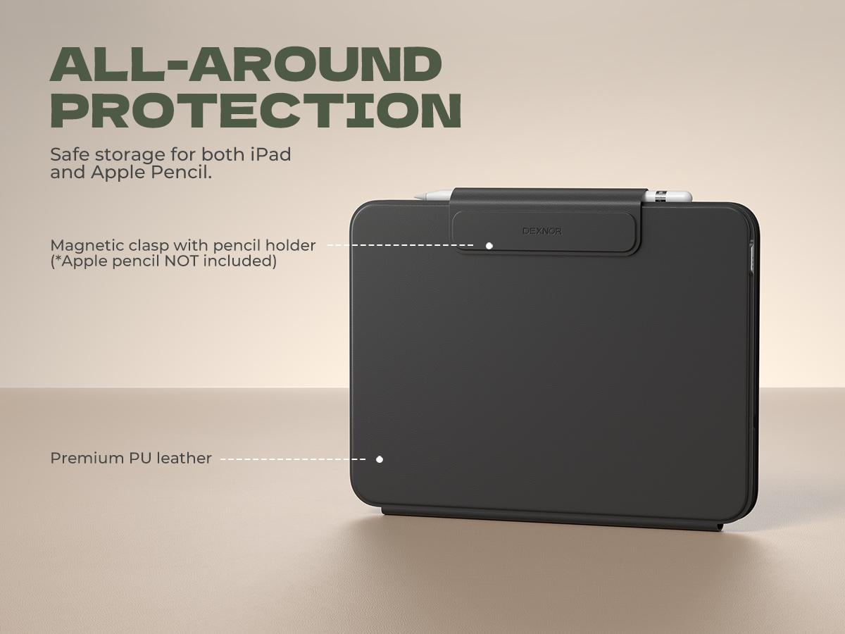 Dexnor for iPad (A16) 11th/10th Generation Case with Keyboard Ultra-Light Magnetic Detachable Folio Keyboard Cover Multi-Touch Trackpad Backlit for iPad 10th Gen 10.9" (2022)/11th Gen (2025)