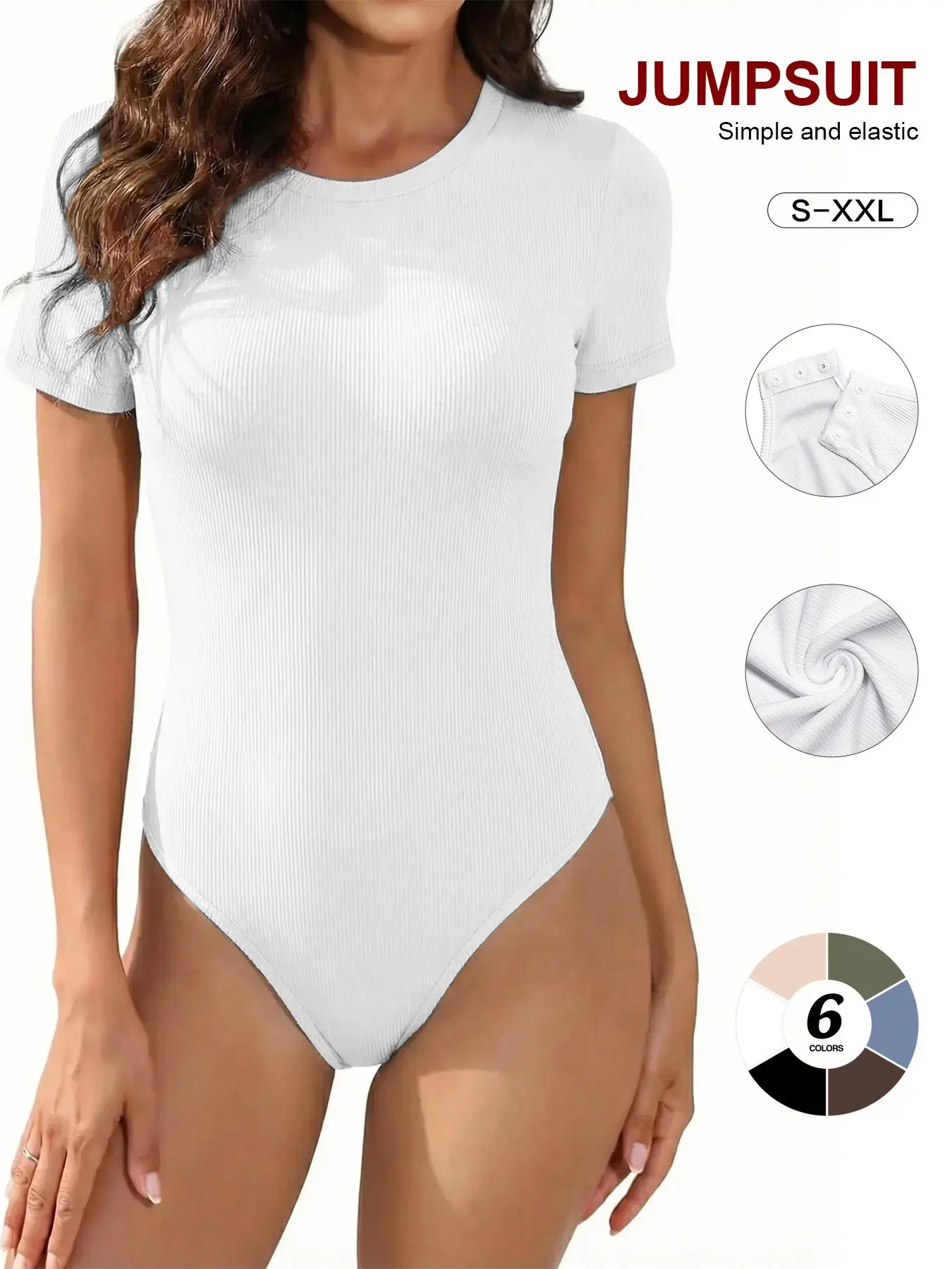 Body Suits for Womens Short Sleeve Round Neck Casual Everyday Minimalist Stretchy Basic T Shirt Bodysuit Tops