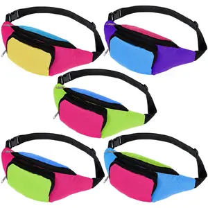 5 Pcs Retro Neon Fanny Pack Set - 80s 90s Flashy Waist Bags for Women, Perfect for Festival, Party, Costume & Holiday Outfits