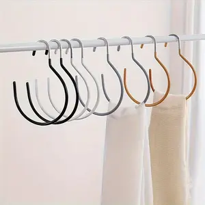 Rubber-coated C-hook Hanger, 2 Counts Round Metal Hook with Non-slip Rubber, Multifunctional Hook for Wardrobe Storage, Bathroom, Can Hang Belts, Shawls, Ties, Scarves and Hats