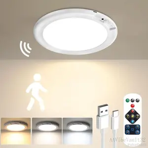 Rechargeable Motion sensor ceiling light with remote-magnetic wireless ceiling light battery powered for closet shower stairs shed hallway porch patio ectEverlanelnspired17PulseTrail5AAVibeVault32