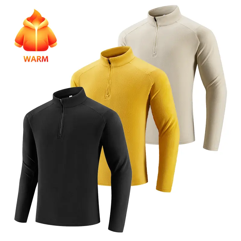 Men's Quarter Zip Thermal Fleece Pullover 100% Polyester Soft Warm Stand Collar Long Sleeve Base Layer Top for Hiking Camping Travel Outdoor Activities fall outfits winter