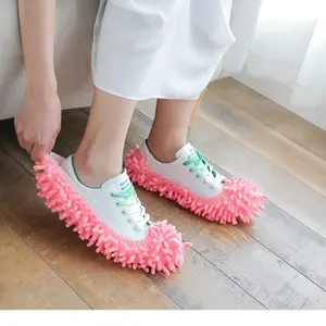 Lazy Mop Slippers Hands-Free Chenille Duster Microfiber Cleaning Shoes for Home Kitchen Bathroom Office Washable Reusable Elastic Microfiber Slippers for Tile Wood Vinyl Floors Great Gift for Friends and Family Cloth - Wooden