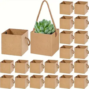 10Pcs Succulent Wrap Bags, Small Kraft Paper Succulent Birthday Gift Box Fits 2.36 Inch Pots for Party Favors