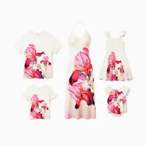 PatPat Family Matching Sets Floral Panel Short-sleeve T-shirts or All Over Floral Print Crew Neck Spaghetti Strap Midi Dresses