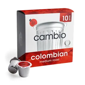 Cambio Roasters Organic Colombian Medium Roast Coffee Pods, Recyclable Aluminum Pods for Keurig Compatible Brewers, Small Batch Roasted, Smooth Bold Flavor, 10 Count
