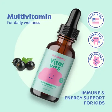 JoySpring Vital Vits – Liquid Multivitamin (1 fl oz, 30 Servings) | Herbal Liquid Vitamins | Natural Flavor with Elderberry & Spirulina Supplement