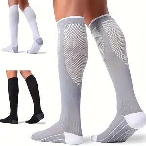 A pair unisex compression socks, Sports Athletic Socks, 20-30 mmHg below the knee, promoting blood circulation, suitable for running, travel, and sports—soft and breathable