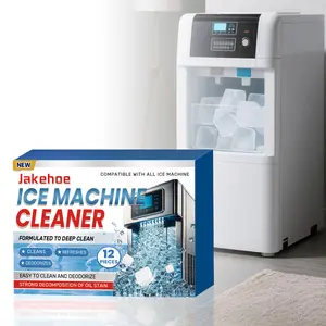 Ice Machine Cleaner Tablets 12 Pieces Nickel Safe Descaler Fast Dissolving Food Stain Grime Limescale Removal Fresh Scent for Kitchen Appliance