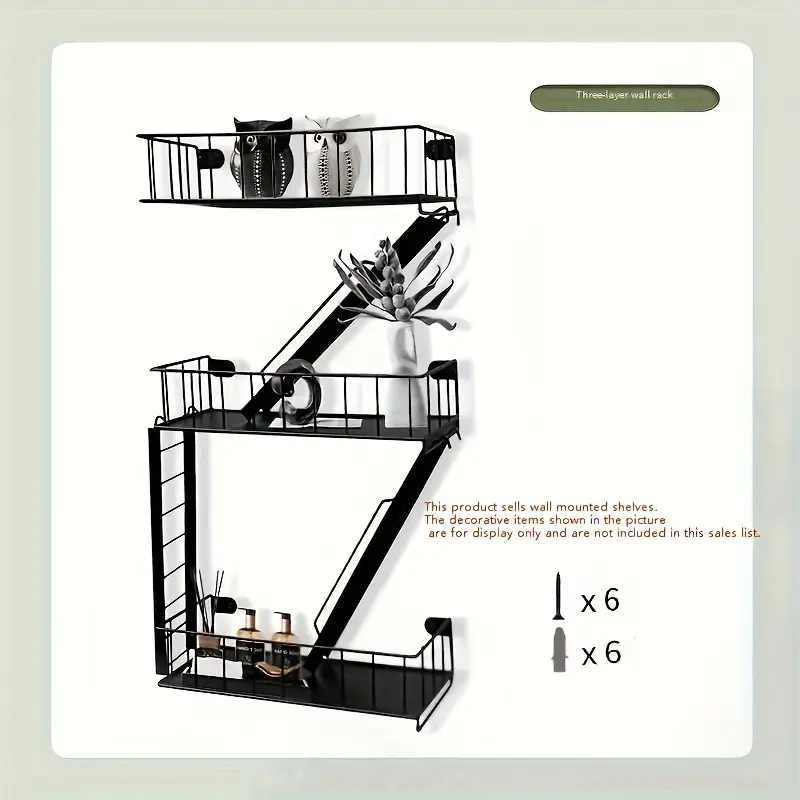 Fire Escape Wall Shelf - Decorative Ladder Shelf, Wall Art Floating Shelf Black Metal Shelves for Bedroom, Home Office Storage & Display