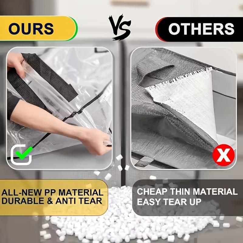 Heavy Duty Clear Storage Bags 3/6pcs - 74x36x33cm Extra Large Moving Boxes with Zipper Handles, Waterproof Clothes Organizer f