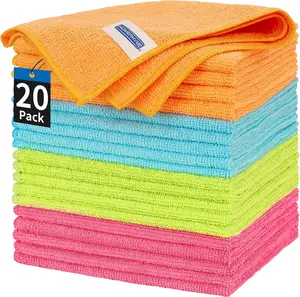HOMERHYME Microfiber Cleaning Cloth, 20 Pack Cleaning Rags, 12" x 12" Lint Free Shop Towels, Washable Reusable Microfiber Towels for Cars Kitchen Automotive House Office
