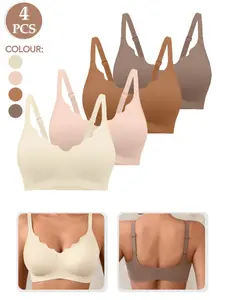 1/3/4pcs Women's Seamless Jelly Bra Set, Comfortable, Stylish & Fit Wireless Bras for Everyday Wear,High Support Perfect for Layering & Daily, Ideal Gift for Her