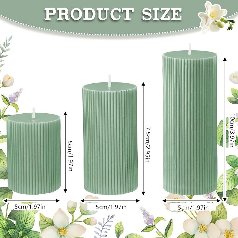 Set of 3 green ribbed pillar candles, widths 5 cm, heights 5 cm, 7.5 cm, 10 cm, large soy wax beeswax, pillar candles, aesthetic ribbed design, suitable for modern home decor in bathroom and living room, ambient lighting,wick wisdom candles Set of 3 green ribbed pillar candles, widths 5 cm, heights 5 cm, 7.5 cm, 10 cm, large soy wax beeswax, pillar candles, aesthetic ribbed design, suitable for modern home decor in bathroom and living room, ambient lighting,wick wisdom candles