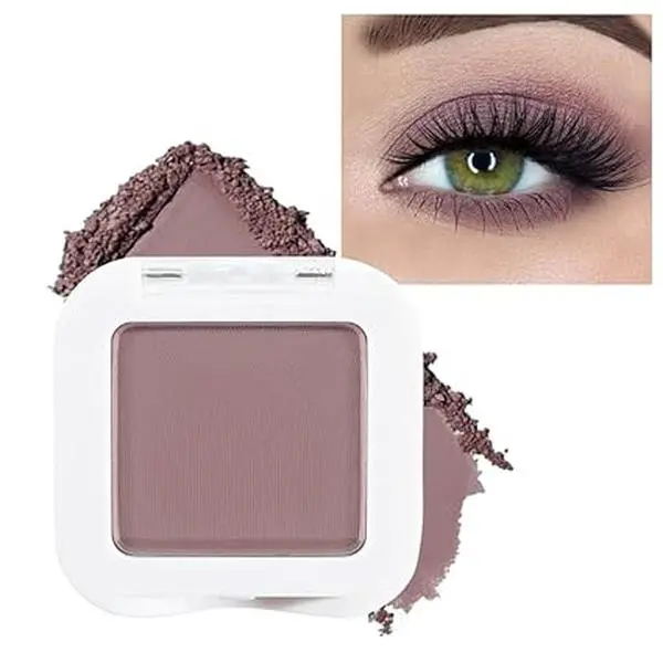 Matte Single Eye Shadow Palette Makeup for Women, Plum Lavender Purple Natural Cream Eyeshadow Palette for Green Eyes, High Pigment Mini Monochrome Eyeshadow