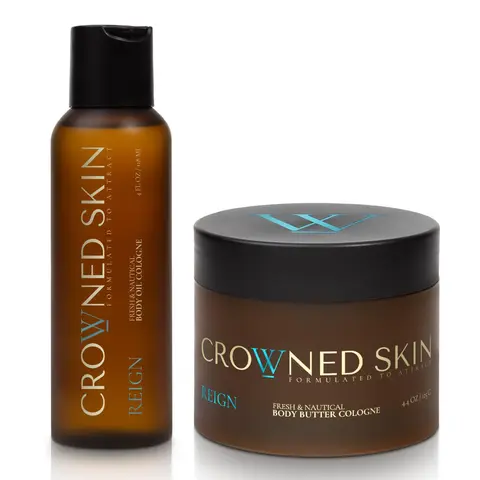 Reign Body Butter & Oil (4 oz) Bundle | Nourishing | Lightweight Moisture | Bergamot & Pepper | Soothing | Fragrance | Skin Care