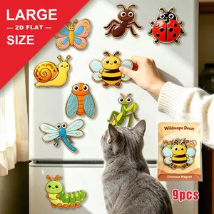 9 Reusable Insect Fridge Magnets, Vibrant Abstract Art Design, Kitchen Appliance Decor, Dishwasher & Fridge Friendly, No Residue, Fun Home Accent
