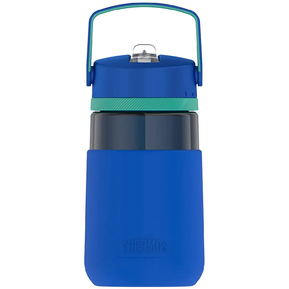 Thermos Portable 12 oz. Kid's Tritan Water Bottle with Straw, Silicone Sleeve, Lid - Blue Vacuum Flask Tumbler