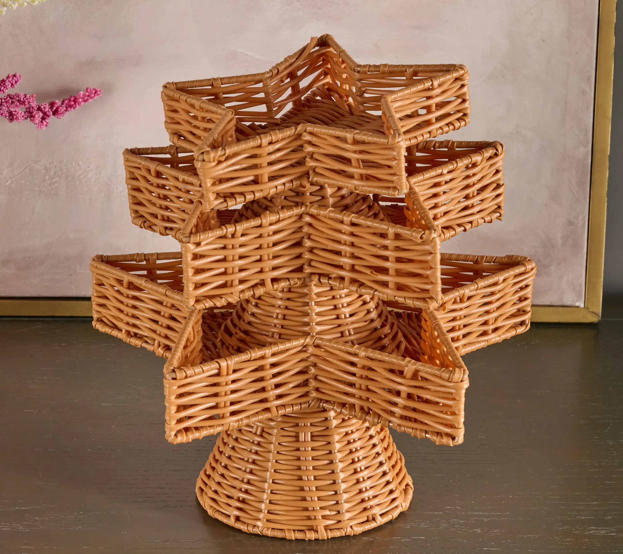 Home Reflections S/3 Stackable Rattan Star Trays
