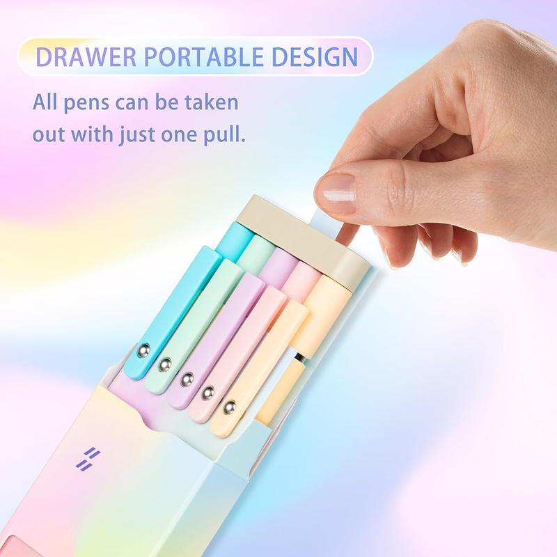 5 count Zennyth Gel Pens Quick Dry Fine Point  Retractable Rolling Ball Black Ink Smooth Writing Pens for School Office (Macarons)