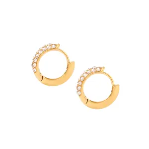Bold Pave Mini Hoops with White Gems