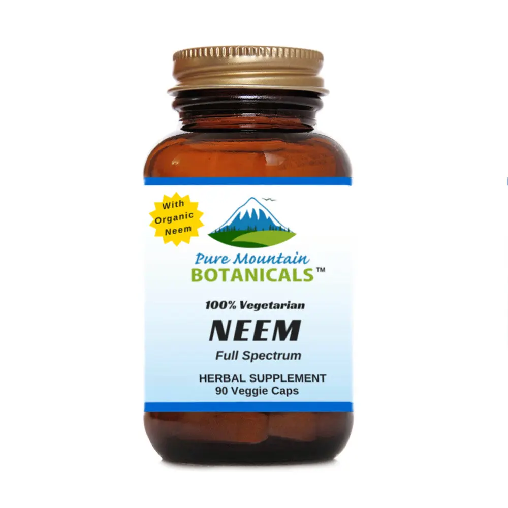 Neem Capsules - 90 Kosher Vegetarian Caps with 500mg Organic Neem Leaf
