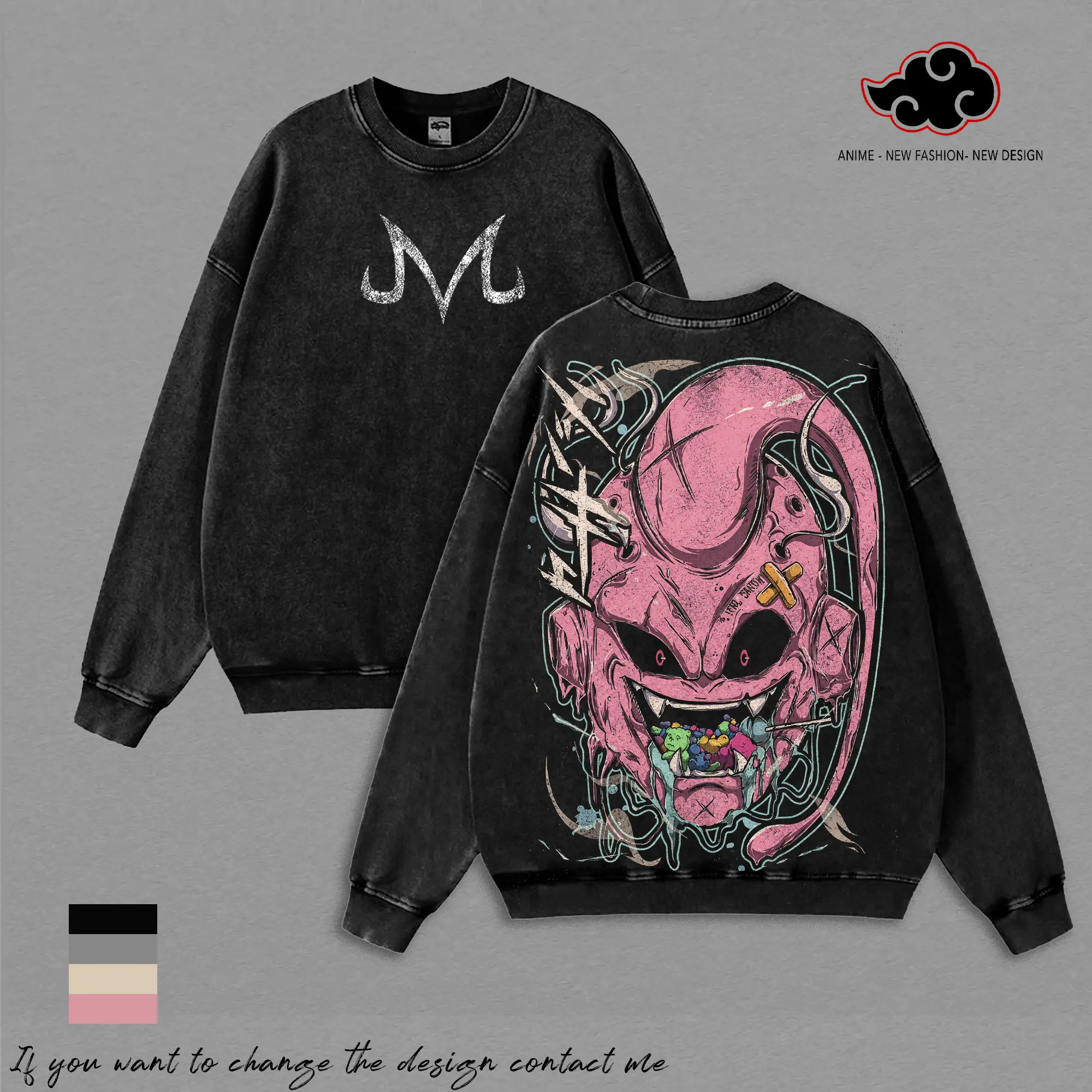 Majin Buu - DBZ Vintage Washed Tee DBZ Anime Shirt Graphic T Shirt Oversized Streetwear Manga Gift For DBZ Fans