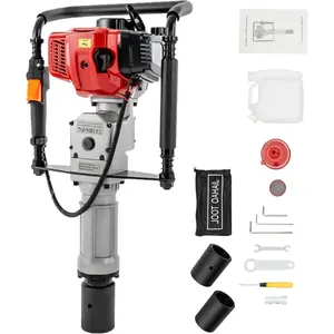 T Post Driver, 52cc Gas Powered T Post Driver, 1900W post driver, Shock Absorption and Safety Lock Heavy-Duty Gasoline Post Driver, Quick Pile Installation, Suitable for Professional Use Hardware Handle Portable
