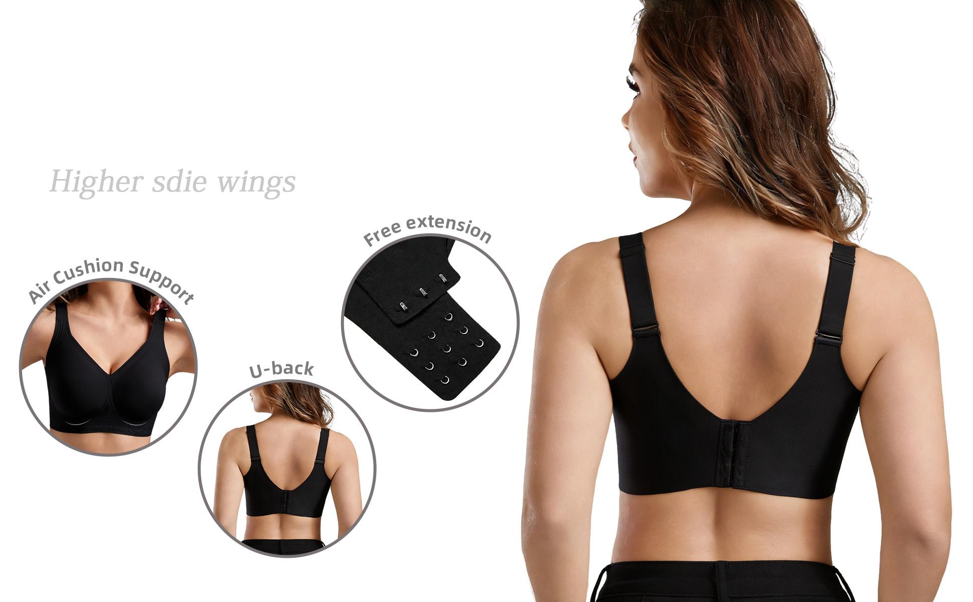 Quietlake Vertvie Jelly Bra Deep V Plunge with Wide Straps Seamless Wireless Bras Comfort & Sexy U-Back Design Everyday T-shirt Bra for Women Casual Wear