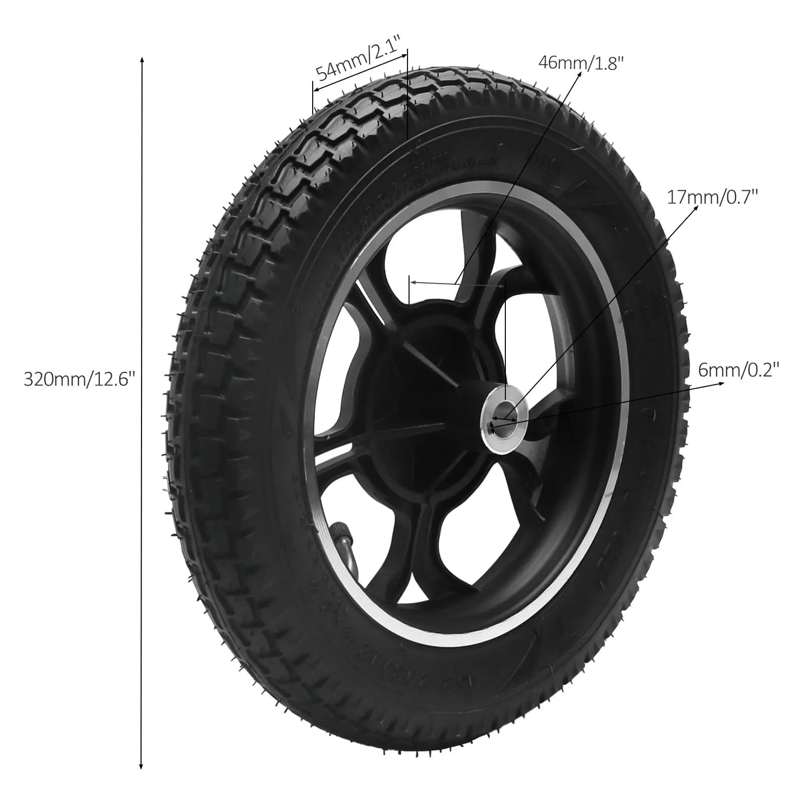 12 1/2 x 2 1/4 Electric Rear Wheelchair Wheel Assembly, 62-203 12x2.25/2.50 Solid Tire with Wheel Hub 4PR – Replacement for Wheelchair Walker Scooter Transport Chair Mobility